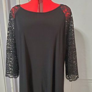 Est. 1946 Black Top with Lace Sleeves, NWOT, Size 22/24